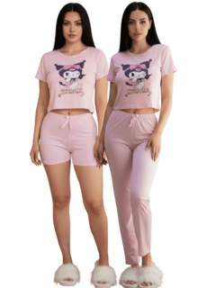 Foto 1 | Foto 1 | Pijama De 3 Piezas Mujer Pantalon Short Y Playera A Juego Pij-077-3 Diseño 14 Pijama De Mujer