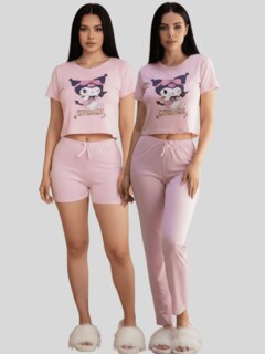 Foto 5 | Foto 5 | Pijama De 3 Piezas Mujer Pantalon Short Y Playera A Juego Pij-077-3 Diseño 14 Pijama De Mujer