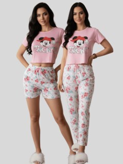 Foto 5 | Foto 5 | Pijama De 3 Piezas Mujer Pantalon Short Y Playera A Juego Pij-077-3 Diseño 17 Pijama De Mujer