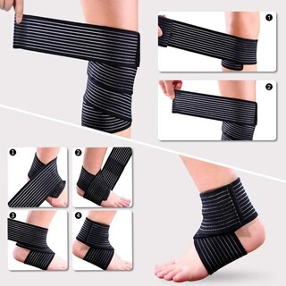 Foto 4 | Foto 4 | ''vendas Para Elasticas Rodillas Gym Crossfit 1 Par Negras Rallas Blancas ''