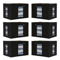 Set De 6 Cajas Flexibles De Almacenamiento Ag Box Con Estructura Metálica Y Ventana Transparente | Plegables Y Multiusos