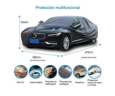 Foto 2 | Foto 2 | Funda Protectora Impermeable Con Reflectores De 4.7m Negro