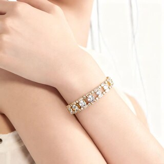 Foto 3 | Foto 3 | Brazalete Elfgrass Halocurve Chapado En Oro De 14 Quilates Con Circonita Cúbica De 17 Cm - Venta Internacional.