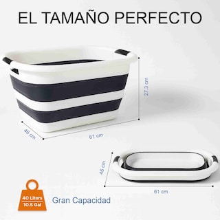 Foto 2 | Foto 2 | Cesto De Ropa Plegable Elly De 40 L Blanco/negro Con Agarraderas Cómodas Con Diseño Compacto  Práctico Y Funcional