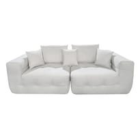 Sofá Modular Livorno 2 Plazas Beige Comprimido Ilios Innova Tapizado Poliéster Textura Suave Estructura De Memory Foam