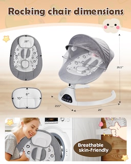 Foto 6 | Foto 6 | Baby Swing Juitoy Electric Bluetooth De 5 Velocidades  Color Gris - Venta Internacional.