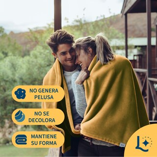 Foto 5 | Foto 6 | Cobija Matrimonial Frazada Ultra Suave Mostaza Laila Comfort