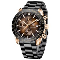 Reloj By Benyar Quartz Chronograph De Piel Impermeable De 30 M - Venta Internacional.