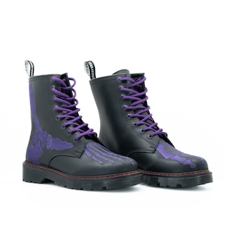Foto 3 | Foto 3 | Botas Offlander Tipo Militar Piel Crazy Negras Huesos Morados Bordados para Mujer