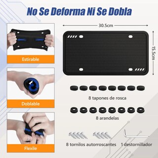 Foto 3 | Foto 3 | 2pcs Porta Placas De Silicona Para Auto Universal Antióxido Negro