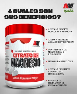 Foto 4 | Foto 4 | Citrato De Magnesio 90 Capsulas 750 MG C/U Advance Labs Nutrition