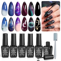 Set De Esmaltes De Uñas Beetles Cat Eye Gel Milky Way 6 Colores - Venta Internacional.