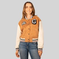 Chamarra Varsity Para Mujer Con Bolsillos Greenlander Beige