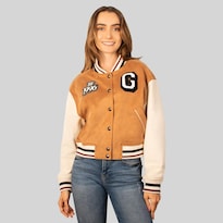 Chamarra Varsity Para Mujer Con Bolsillos Greenlander Beige