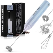 Espumador De Leche Zulay Blanco Recargable 3 En 1 Con Funda Y Cargador Usb-c