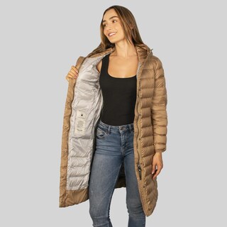 Foto 2 | Foto 2 | Chamarra Larga Capitonada Para Mujer Con Capucha Greenlander Marron Claro