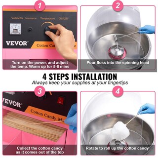 Foto 6 | Foto 6 | Máquina Eléctrica De Algodón De Azúcar Vevor Rosa Con Tazón De Acero Inoxidable Para Eventos Y Hogar
