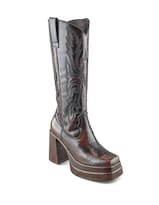 Bota Vaquera De Piel Vacuno Color Café Para Mujer