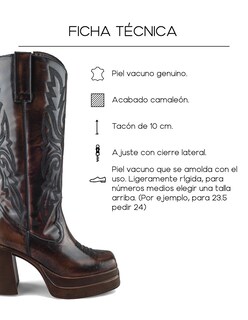 Foto 6 | Foto 6 | Bota Vaquera De Piel Vacuno Color Café Para Mujer