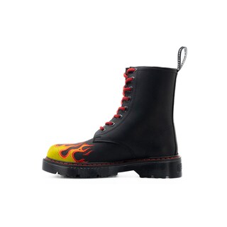 Foto 2 | Foto 2 | Botas Offlander  Tipo Militar  Piel Crazy  Negro  Flamas Bordadas