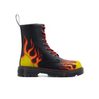 Foto 1 | Foto 1 | Botas Offlander  Tipo Militar  Piel Crazy  Negro  Flamas Bordadas