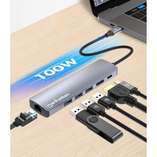 Foto 6 | Foto 6 | Estación Docking Usb-c Manhattan 153959 Plata Con Hub 6 En 1 Expandible