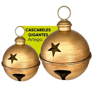 Foto 2 | Foto 2 | Cascabeles Navideños Gigantes Set 2 Piezas Jolly Dorado Metal Pie De Árbol Decoración Navidad Huge Christmas Jingle Bells