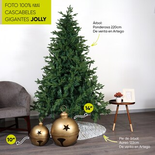 Foto 5 | Foto 5 | Cascabeles Navideños Gigantes Set 2 Piezas Jolly Dorado Metal Pie De Árbol Decoración Navidad Huge Christmas Jingle Bells