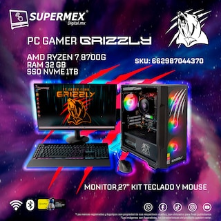 Foto 7 | Foto 7 | Pc Gamer Grizzly Amd Ryzen 7 8700g 4.2ghz 32gb Nvme 1tb Monitor 27'' Kit Teclado Y Mouse Wifi Bt Pg-amd074