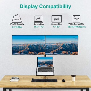 Foto 4 | Foto 4 | Soporte Para Monitor Y Laptop Wali Negro Con Resorte De Gas Para Dos Monitores Y Bandeja Para Laptop