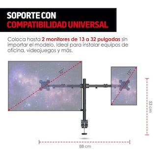 Foto 7 | Foto 7 | Soporte Para Monitores Redlemon Negro Ajustable Para Escritorios De 1 A 9 Cm De Grosor