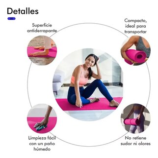Foto 2 | Foto 2 | Tapete  Belug Yoga Pilates Fitness Ejercicio Portátil 10mm Grosor Rosa