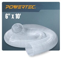Manguera De Recogida De Polvo Pvc Powertec 70221 Transparente 6 Pulgadas X 10 Pies Para Carpintería