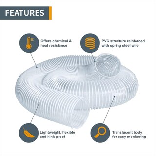 Foto 7 | Foto 7 | Manguera De Recogida De Polvo Powertec Transparente Flexible De Pvc 4 Pulgadas X 20 Pies Con Abrazad