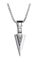 Collar Xtellar Acero Inoxidable Dije Flecha Cadena Vintage Hombre Plateado