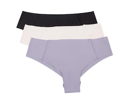 Panty Paqx3 Lilipink Tipo Hipster Invisible En Microfibra Ivory+black+purple Tecnologia Corte A Ras