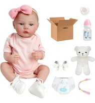 ''brastoy Pintada Muñeca Bebé Reborn Realista Niña 48cm Rosa Con Diadema ''