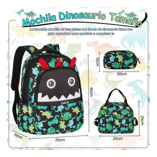 Foto 2 | Foto 2 | Mochila Niños 3piezas Con Locnhera Y Lapicera Estampado Negro Y Verde