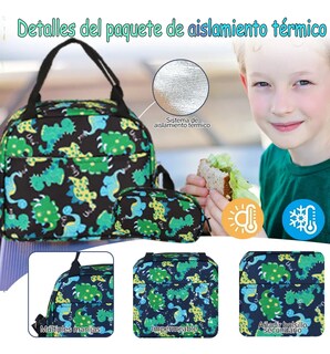 Foto 4 | Foto 4 | Mochila Niños 3piezas Con Locnhera Y Lapicera Estampado Negro Y Verde
