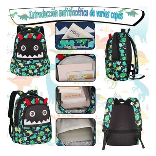 Foto 3 | Foto 3 | Mochila Niños 3piezas Con Locnhera Y Lapicera Estampado Negro Y Verde