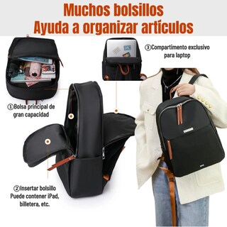 Foto 3 | Foto 3 | Mochila Para Laptop Mujer 14in  Antirrobo Negra