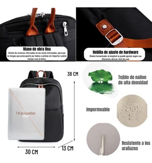 Foto 4 | Foto 4 | Mochila Para Laptop Mujer 14in  Antirrobo Negra