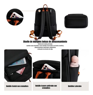 Foto 5 | Foto 5 | Mochila Para Laptop Mujer 14in  Antirrobo Negra