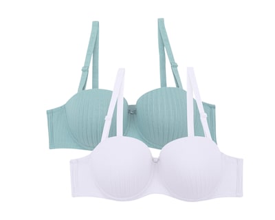 Foto 1 | Foto 1 | Brasier Paqx2 Lilipink Strapless Algodón White+green Comodidad Y Frescura.