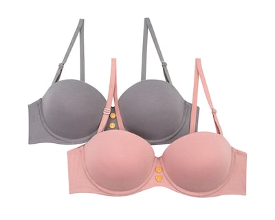 Foto 1 | Foto 1 | Brasier Paqx2 Lilipink Tipo Strapless En Algodón Grye M+coral Copa Tipo B