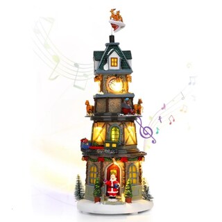 Foto 1 | Foto 1 | Figura Decorativa Navideña De Cm-top Torre Reloj Con Trineo