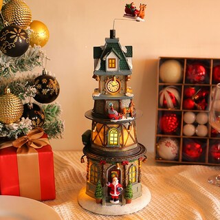 Foto 5 | Foto 5 | Figura Decorativa Navideña De Cm-top Torre Reloj Con Trineo