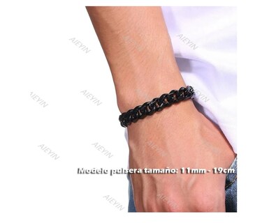 Foto 3 | Foto 3 | Pulsera Esclava Hombre Y Mujer Cubano Eslabón Acero Negro