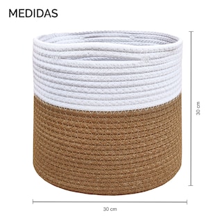 Foto 6 | Foto 6 | Cesta De Cuerda De Algodónperfect Space Modelo Cc25 (30x30 Cm  Plegable  Arpillera Mixta Blanco  Decoración Moderna  Interior/ho