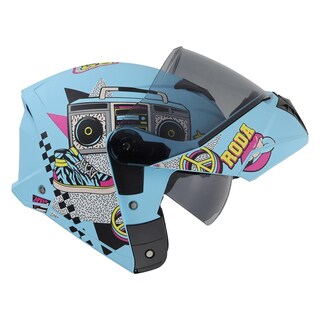 Foto 6 | Foto 6 | Casco Roda Booster Azul Mate Peace Out Mica Humo Abatible Svs Azul